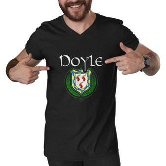Doyle Surname Irish Last Name Doyle Family Crest Men V-Neck Tshirt - Thegiftio UK