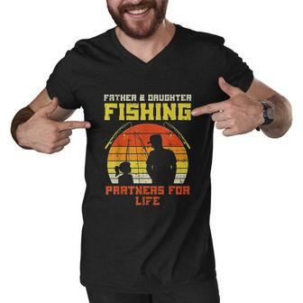Father Daughter Fishing Partner For Life Retro Matching Gift Men V-Neck Tshirt - Thegiftio UK