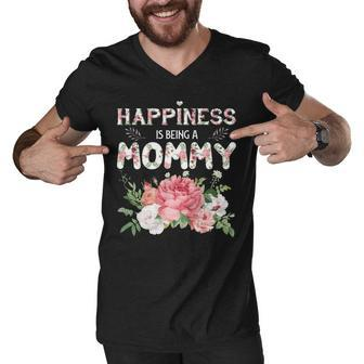 Flower Happiness Is Being A Mommy Men V-Neck Tshirt - Thegiftio UK