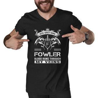 Fowler Last Name Surname Tshirt Men V-Neck Tshirt - Thegiftio UK