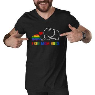 Free Mom Hugs Pride Lgbt Mom Elephant Rainbow Gift Shirt Men V-Neck Tshirt - Thegiftio UK