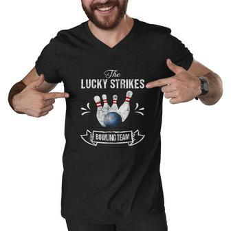 Funny Bowling Team Lucky Strikes Bowling Team Men V-Neck Tshirt - Thegiftio UK