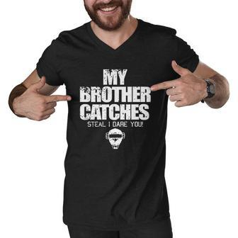 Funny Brother Sister Baseball Catcher Men V-Neck Tshirt - Thegiftio UK