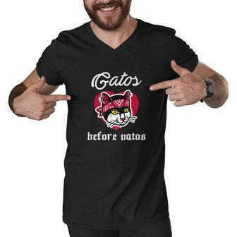 Funny Cat Lover Gatos Before Vatos Men V-Neck Tshirt - Thegiftio UK
