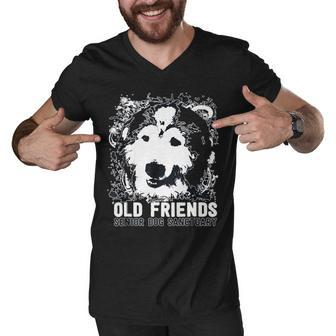 Funny Old Friends Senior Dog Men V-Neck Tshirt - Thegiftio UK