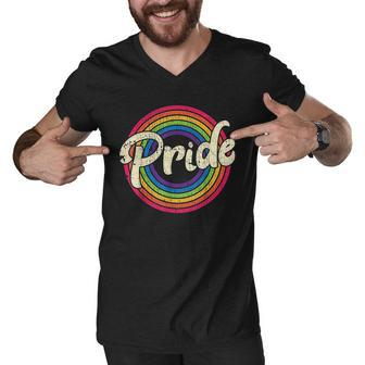 Gay Pride Vintage Lgbt Rainbow Flag V2 Men V-Neck Tshirt - Thegiftio UK