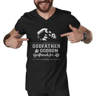 Godfather Godson Friends Fist Bump Family Cool Men V-Neck Tshirt - Thegiftio UK