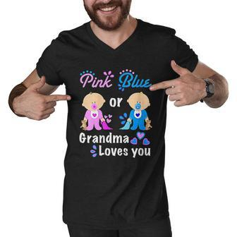 Grandma Gender Reveal Party Supplies Pink Or Blue Men V-Neck Tshirt - Thegiftio UK