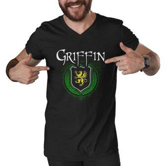 Griffin Surname Irish Last Name Griffin Family Crest Men V-Neck Tshirt - Thegiftio UK