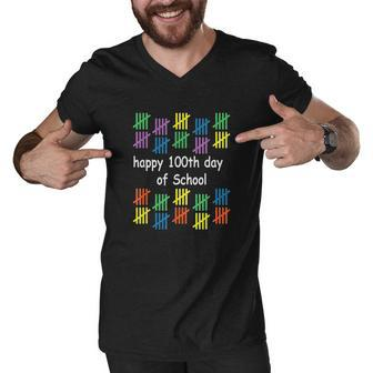 Happy 100Th Day Of School Teacher School Kids 100 Day Men V-Neck Tshirt - Thegiftio UK