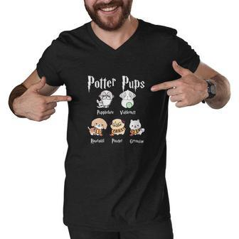 Harry Cute Puppy Dogs Potter Pups Gifts For Her Men V-Neck Tshirt - Thegiftio UK