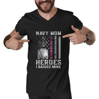Hero Raised By Proud Navy Mom American Flag Mothers Day Men V-Neck Tshirt - Thegiftio UK