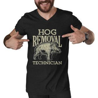 Hog Removal Technician Boar Hunting Vintage Pig Gift Men V-Neck Tshirt - Thegiftio UK