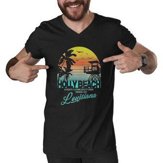Holly Beach Louisiana Beach Shirt Men V-Neck Tshirt - Thegiftio UK