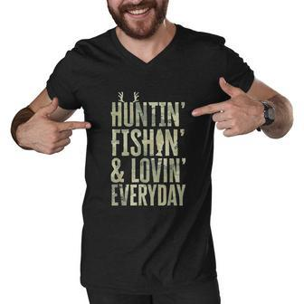 Hunting Fishing Loving Every Day Fathers Day Camo Men V-Neck Tshirt - Thegiftio UK