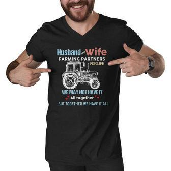 Husband And Wife Farming Partners For Life Men V-Neck Tshirt - Thegiftio UK