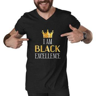 I Am Black Excellence Black History Month Men V-Neck Tshirt - Thegiftio UK