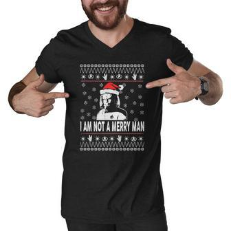I Am Not A Merry Man Ugly Sweater Men V-Neck Tshirt - Thegiftio UK