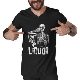 I Cant Hold My Liquor Funny Halloween Skeleton Drinking V2 Men V-Neck Tshirt - Thegiftio UK