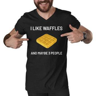 I Like Waffles Funny Belgian Waffles Lover Gift V3 Men V-Neck Tshirt - Thegiftio UK