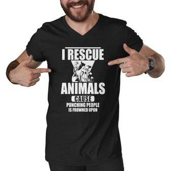 I Rescue Animals Animal Rescue T-Shirt Men V-Neck Tshirt - Thegiftio UK