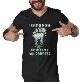 I Wanna Be The One Who Has A Beer With Darrell Funny Bigfoot V2 Men V-Neck Tshirt - Thegiftio UK