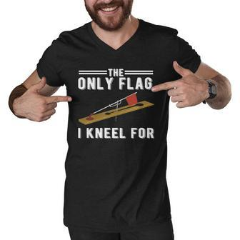Ice Fishing Tip Up Flag Hoodie - The Only Flag I Kneel For Men V-Neck Tshirt - Thegiftio UK