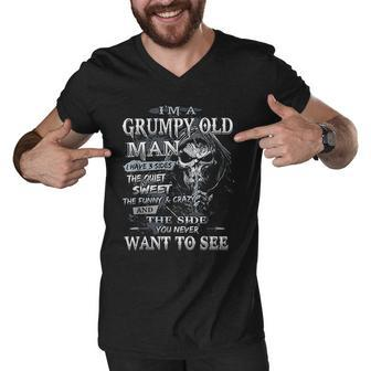 Im A Grumpy Old Man I Have 3 Sides The Quiet And Sweet Men V-Neck Tshirt - Thegiftio UK