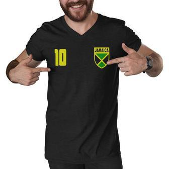 Jamaica Jamaican Football Futbol Soccer T-Shirt Men V-Neck Tshirt - Thegiftio UK