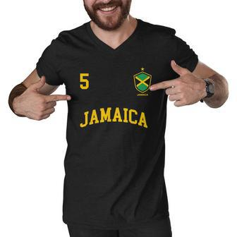 Jamaica Shirt Number 5 Soccer Team Sports Jamaican Flag Shirt Hoodie Tank Top Men V-Neck Tshirt - Thegiftio UK