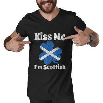 Kiss Me I Am Scottish Funny St Patricks Day Men V-Neck Tshirt - Thegiftio UK