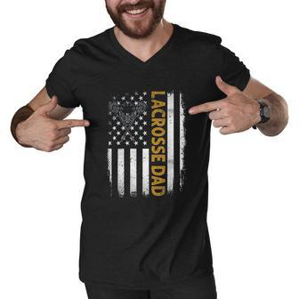 Lacrosse Dad American Flag 4Th Of July Fathers Day Men V-Neck Tshirt - Thegiftio UK