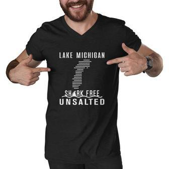 Lake Michigan Unsalted Shark Free V2 Men V-Neck Tshirt - Thegiftio UK