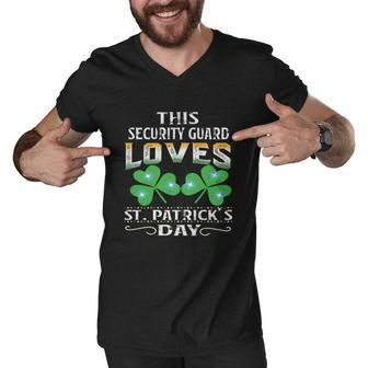 Lucky Shamrock This Security Guard Loves St Patricks Day Funny Job Title Men V-Neck Tshirt - Thegiftio UK