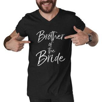 Matching Bridal Party Gifts For Family Brother Of The Bride Men V-Neck Tshirt - Thegiftio UK
