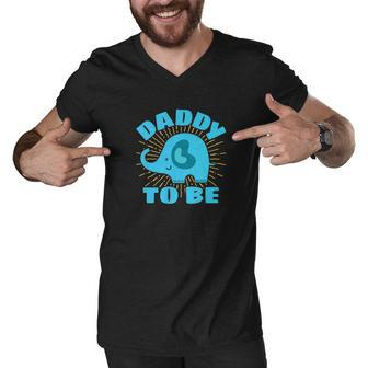 Mens Daddy To Be Elephant Blue Gender Reveal Baby Shower Men V-Neck Tshirt - Thegiftio UK