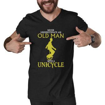 Mens Never Underestimate An Old Man With A Unicycle T Shirt Men V-Neck Tshirt - Thegiftio UK