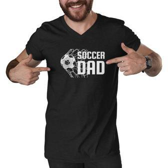 Mens Soccer Dad Ball In Goal Fathers Day Ver2 V2 Men V-Neck Tshirt - Thegiftio UK