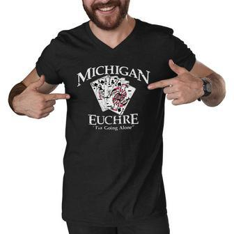 Michigan Euchre Cards Hoodie Men V-Neck Tshirt - Thegiftio UK