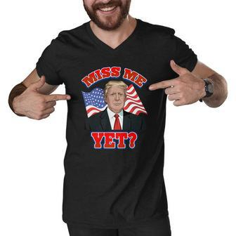 Miss Me Yet American Flag Men V-Neck Tshirt - Thegiftio UK
