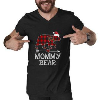 Mommy Bear Christmas Pajama Red Plaid Buffalo Family Gifts Men V-Neck Tshirt - Thegiftio UK