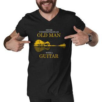 Never Underestimate A Old Man With A Guitar V5 Men V-Neck Tshirt - Thegiftio UK
