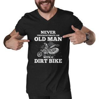 Never Underestimate An Old Man With A Dirt Bike Gift Men V-Neck Tshirt - Thegiftio UK