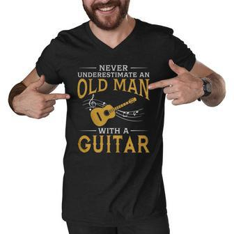 Never Underestimate An Old Man With A Guitar Tshirt Men V-Neck Tshirt - Thegiftio UK