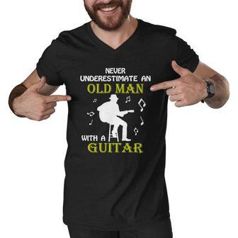 Never Underestimate An Old Man With A Guitar V4 Men V-Neck Tshirt - Thegiftio UK