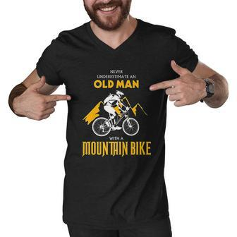 Never Underestimate An Old Man With A Mountain Bike V2 Men V-Neck Tshirt - Thegiftio UK