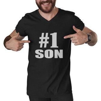 Number One 1 Son Men V-Neck Tshirt - Thegiftio UK