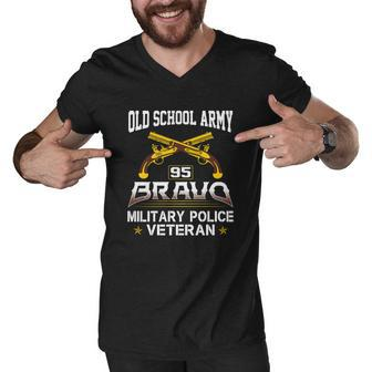 Old School Army 95 Bravo Military Police Veteran Men V-Neck Tshirt - Thegiftio UK