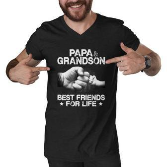 Papa And Grandson Best Friends For Life Gif Men V-Neck Tshirt - Thegiftio UK