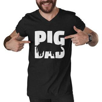Pig Dad For Pig Lover Gift For Father Zoo Animal Men V-Neck Tshirt - Thegiftio UK